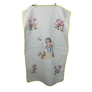Vintage 50s Cross-Stitch Handmade Snow White and the Seven Dwarves Kid Quilt